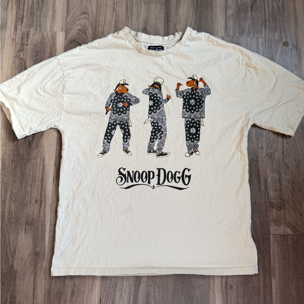 Snoop Dogg Graphic Tee - Cream with Black Artwork size L